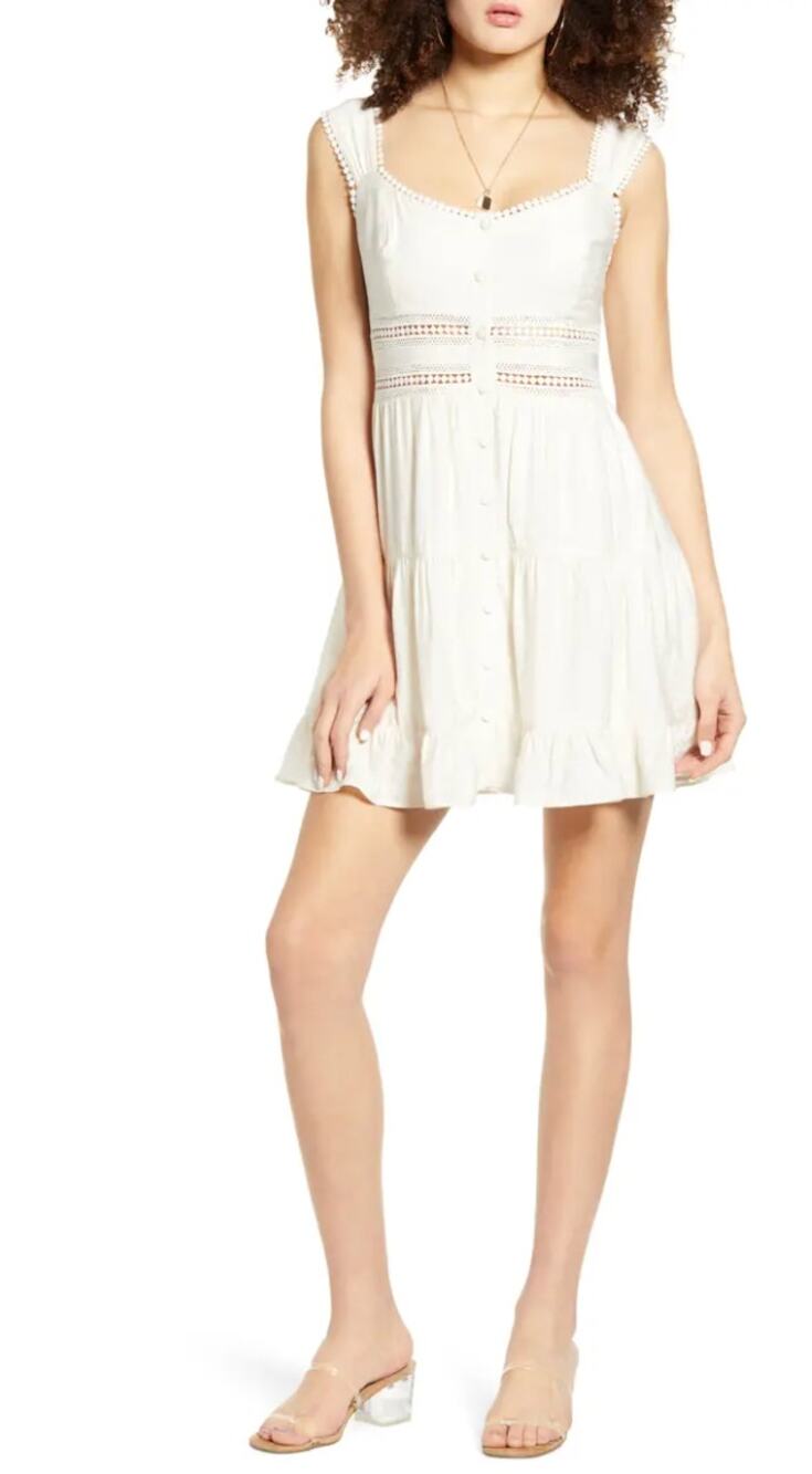 Nordstrom All In Favor Off White Crochet Lace Mini Dress XS